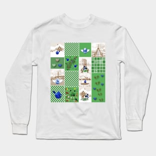 Bird Lovers Patchwork Pattern Long Sleeve T-Shirt